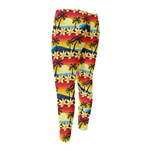 Tropical Sunset Pattern Print Men's Compression Pants