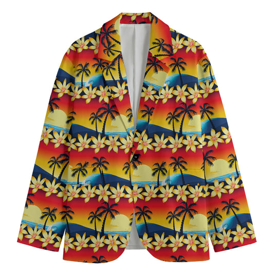 Tropical Sunset Pattern Print Men's Cotton Blazer