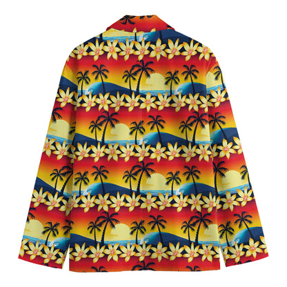 Tropical Sunset Pattern Print Men's Cotton Blazer