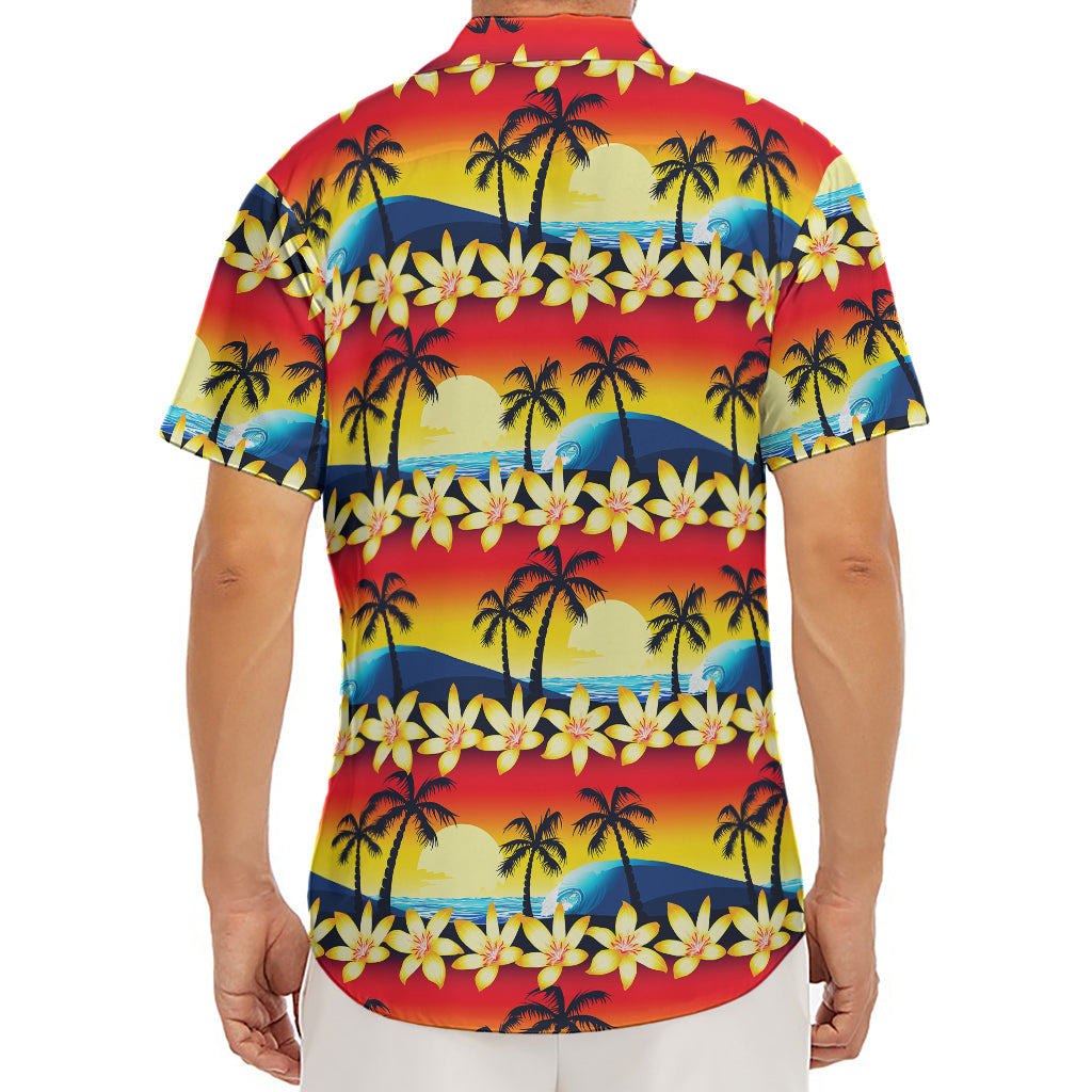 Tropical Sunset Pattern Print Men's Deep V-Neck Shirt