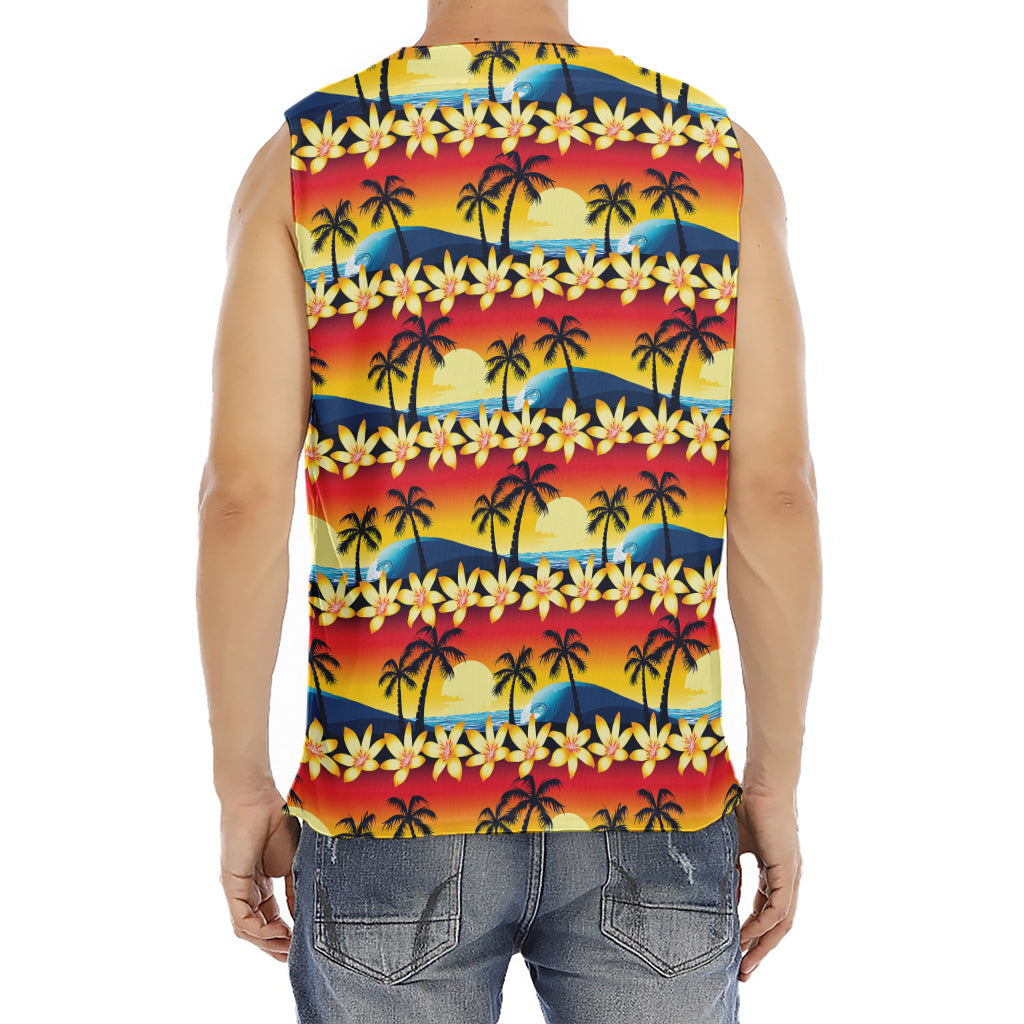 Tropical Sunset Pattern Print Men's Fitness Tank Top