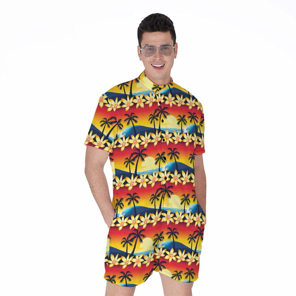 Tropical Sunset Pattern Print Men's Rompers