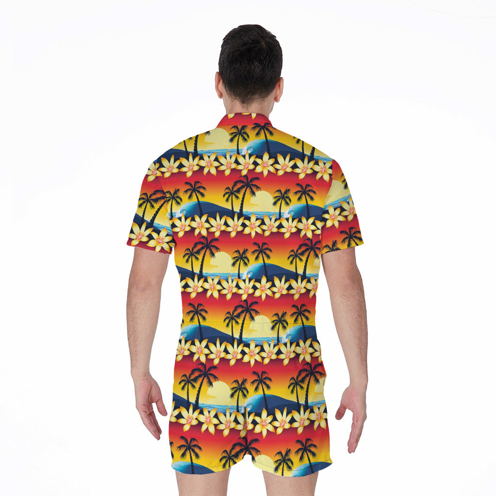 Tropical Sunset Pattern Print Men's Rompers