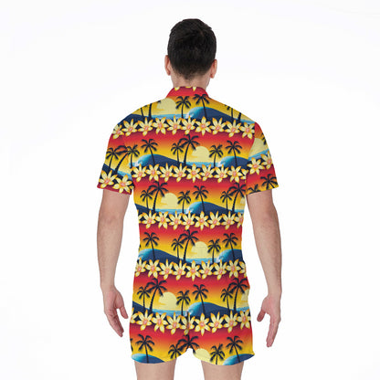 Tropical Sunset Pattern Print Men's Rompers