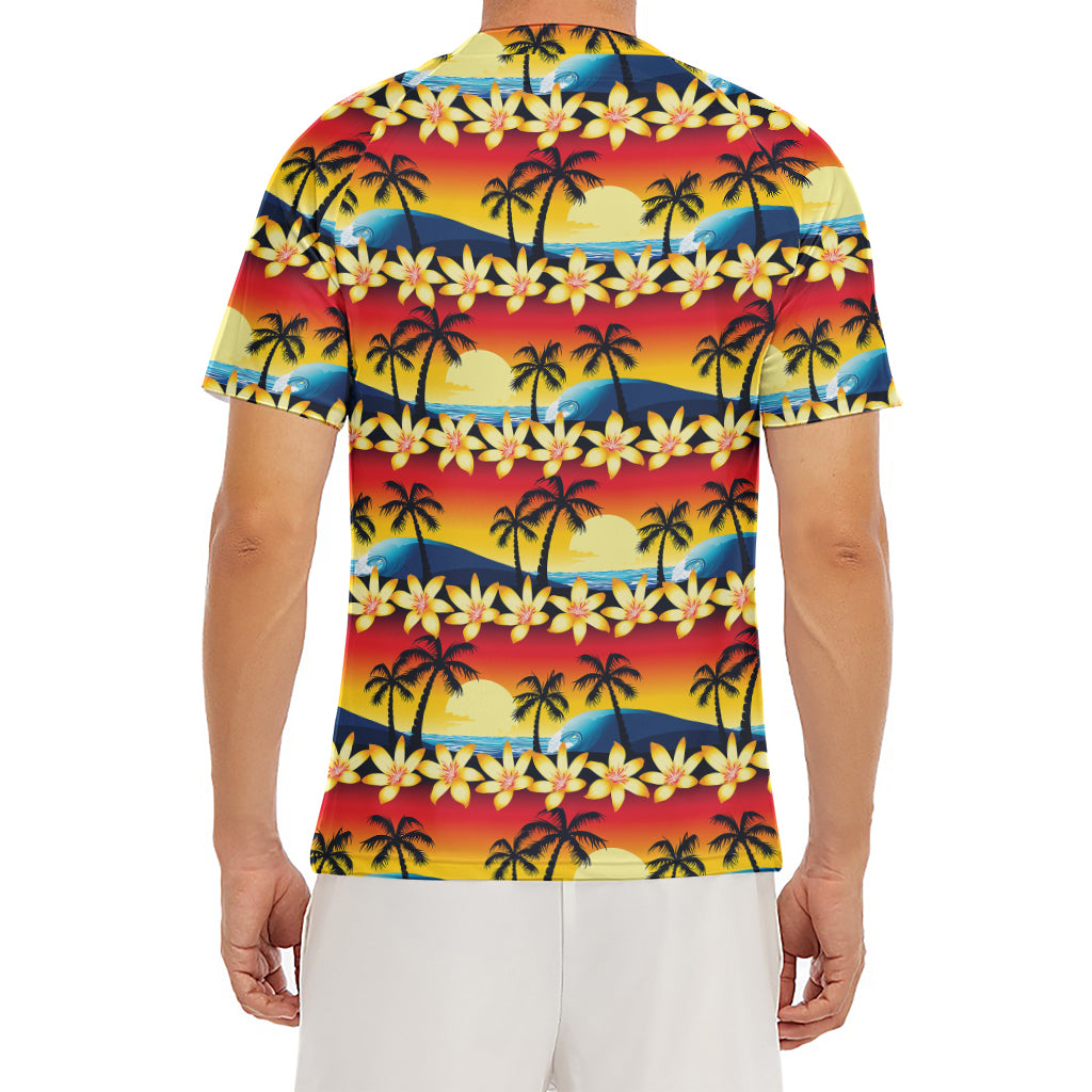Tropical Sunset Pattern Print Men's Short Sleeve Rash Guard