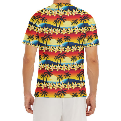 Tropical Sunset Pattern Print Men's Short Sleeve Rash Guard