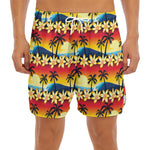 Tropical Sunset Pattern Print Men's Split Running Shorts