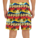 Tropical Sunset Pattern Print Men's Split Running Shorts