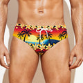 Tropical Sunset Pattern Print Men's Swim Briefs
