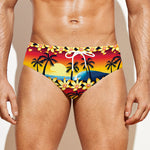 Tropical Sunset Pattern Print Men's Swim Briefs