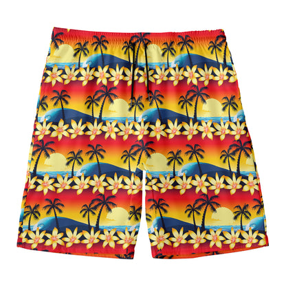 Tropical Sunset Pattern Print Men's Swim Trunks