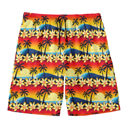 Tropical Sunset Pattern Print Men's Swim Trunks