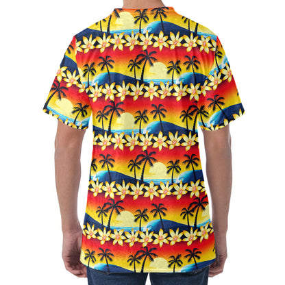 Tropical Sunset Pattern Print Men's Velvet T-Shirt