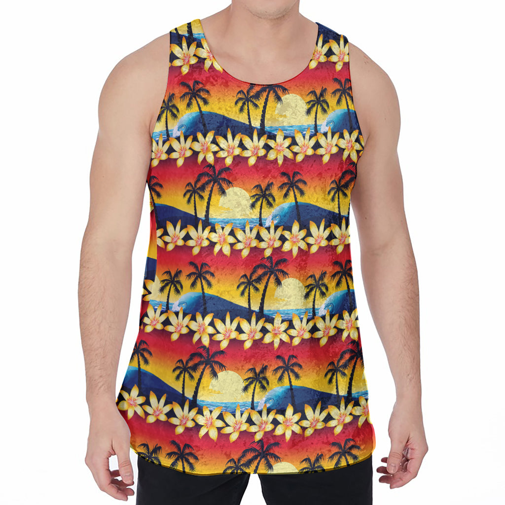 Tropical Sunset Pattern Print Men's Velvet Tank Top