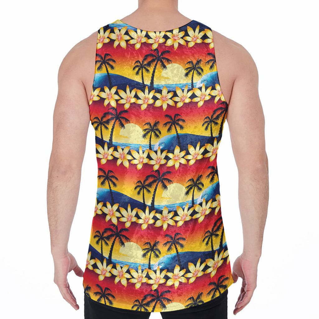 Tropical Sunset Pattern Print Men's Velvet Tank Top