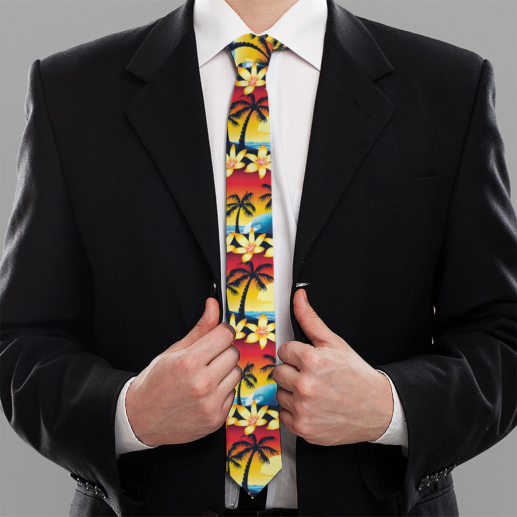 Tropical Sunset Pattern Print Necktie