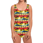Tropical Sunset Pattern Print One Piece Swimsuit
