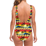 Tropical Sunset Pattern Print One Piece Swimsuit