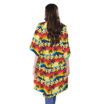 Tropical Sunset Pattern Print Open Front Beach Cover Up