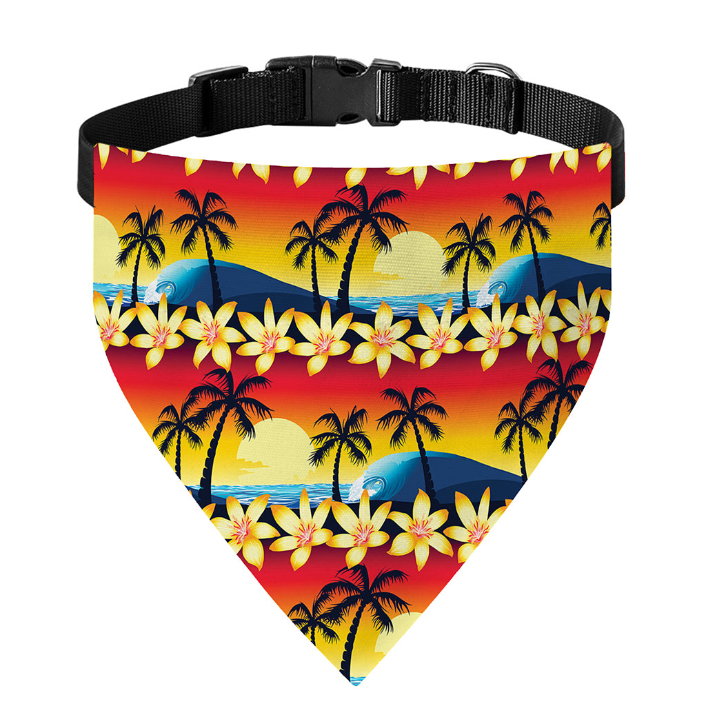 Tropical Sunset Pattern Print Over The Collar Dog Bandana