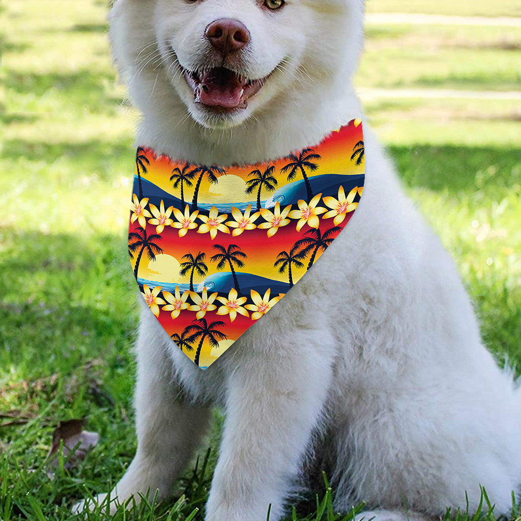 Tropical Sunset Pattern Print Over The Collar Dog Bandana