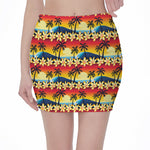 Tropical Sunset Pattern Print Pencil Mini Skirt
