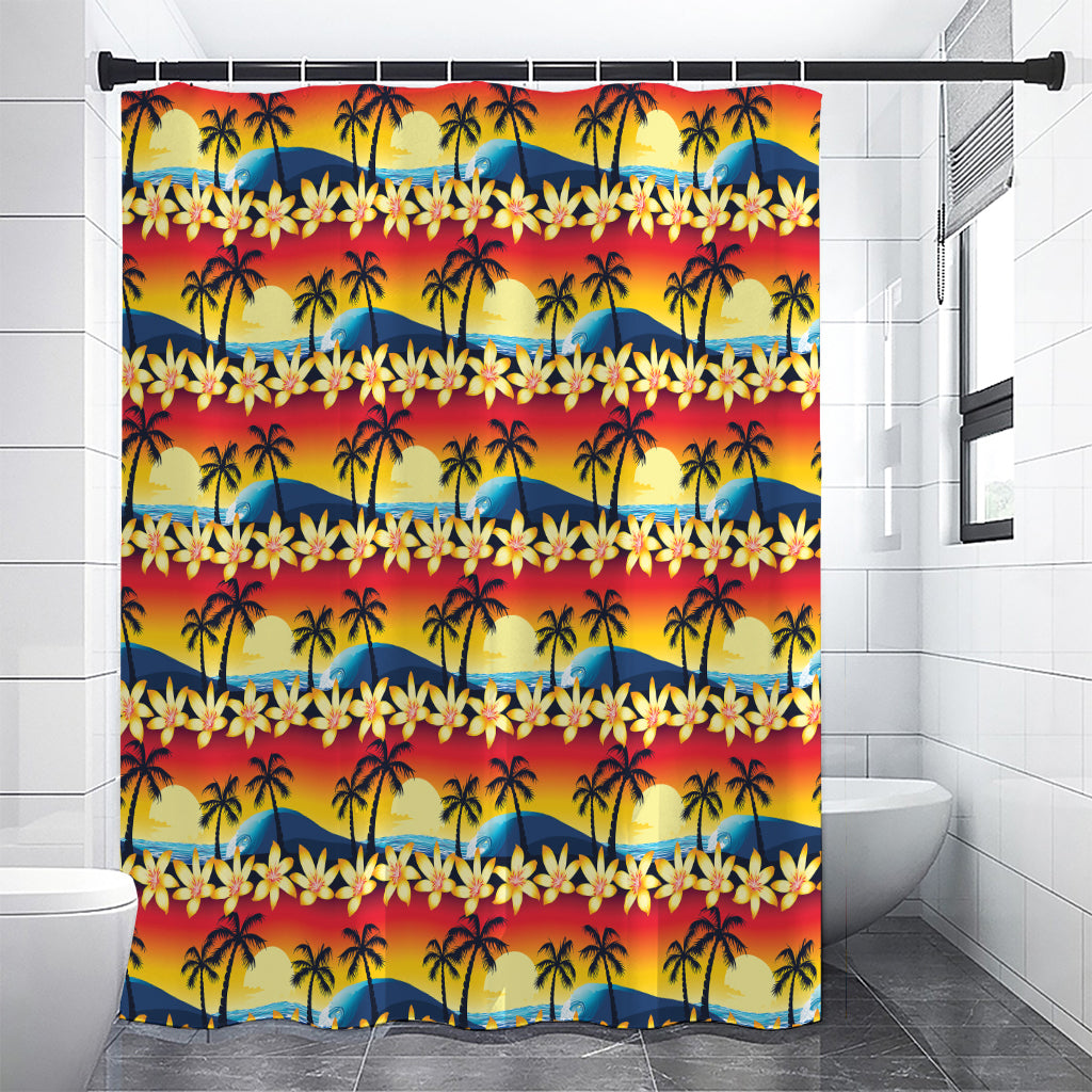 Tropical Sunset Pattern Print Premium Shower Curtain