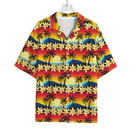 Tropical Sunset Pattern Print Rayon Hawaiian Shirt