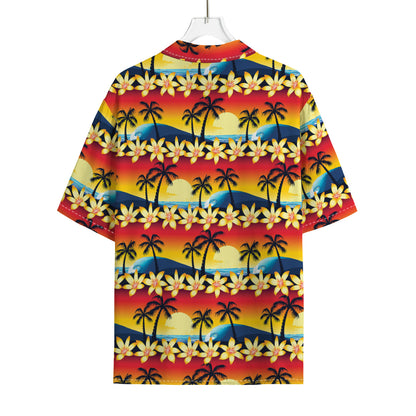 Tropical Sunset Pattern Print Rayon Hawaiian Shirt