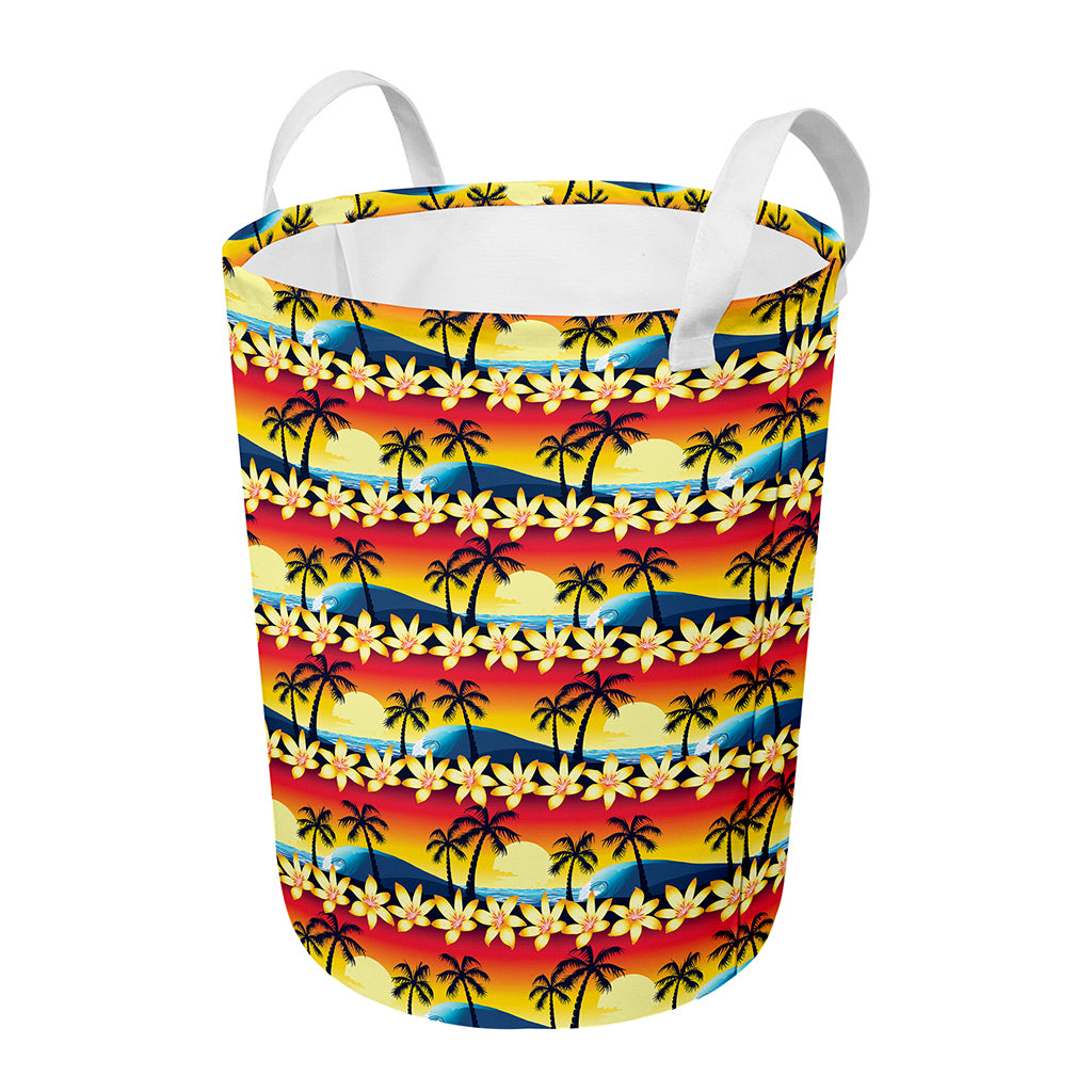 Tropical Sunset Pattern Print Round Laundry Basket