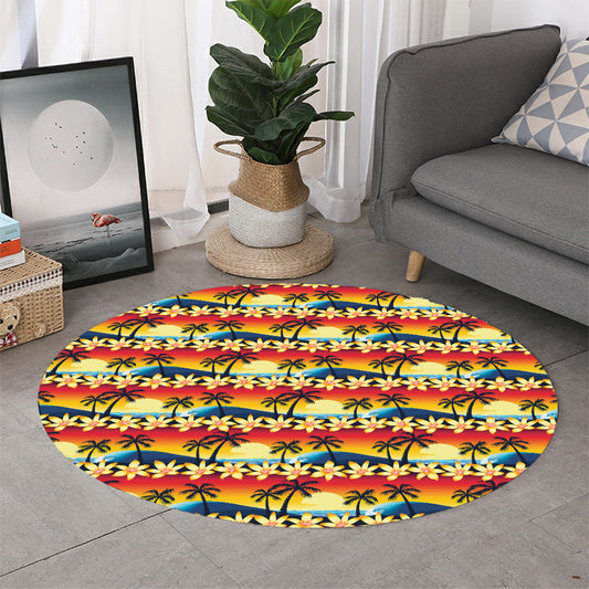 Tropical Sunset Pattern Print Round Rug