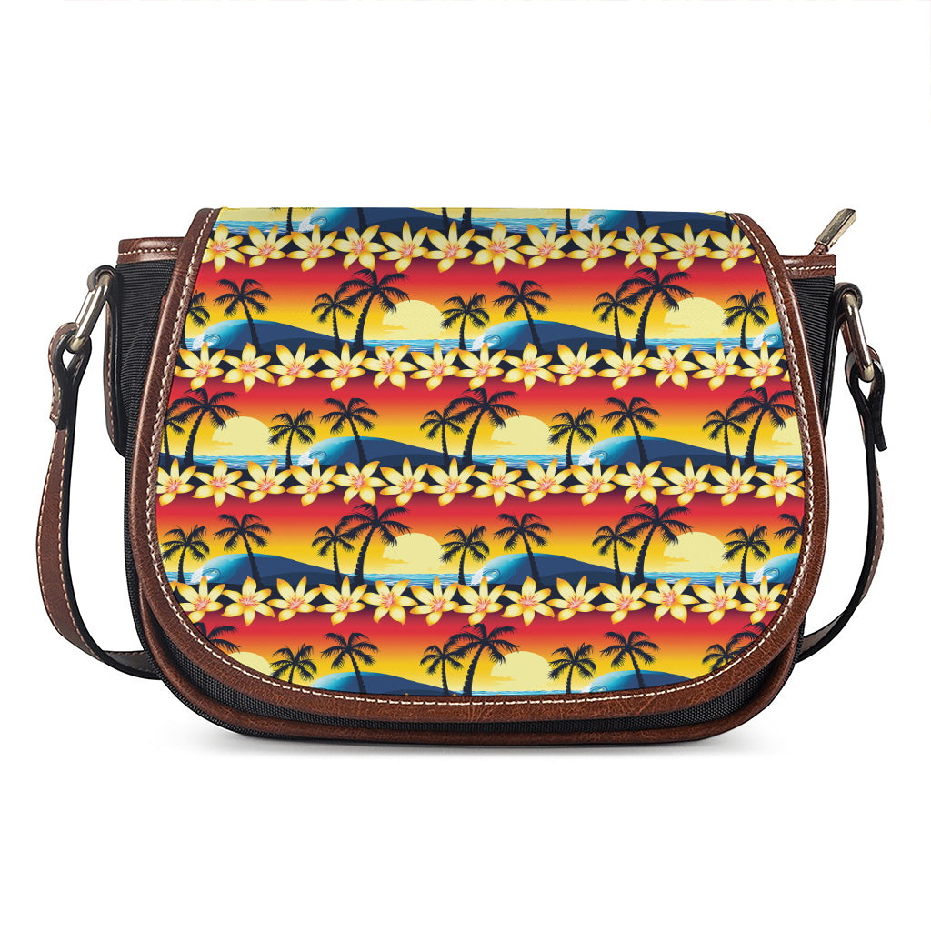 Tropical Sunset Pattern Print Saddle Bag