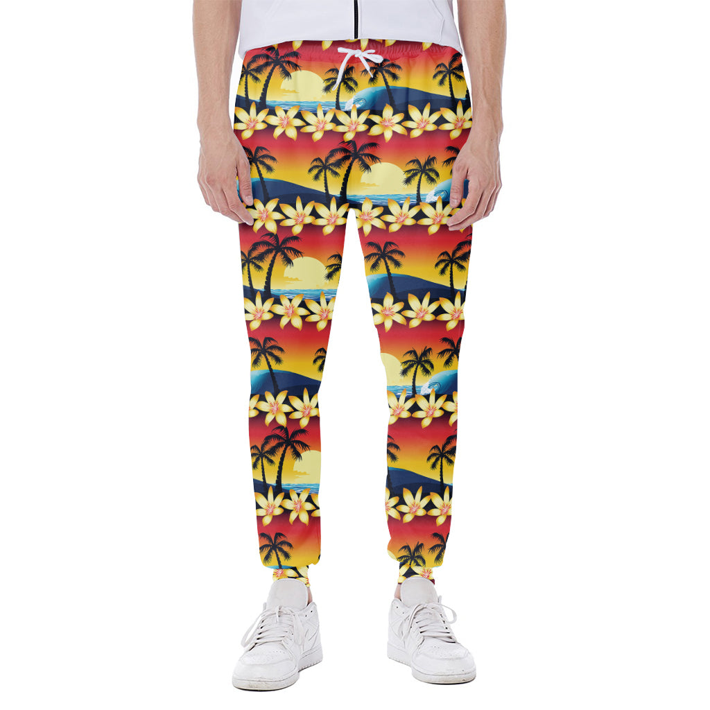 Tropical Sunset Pattern Print Scuba Joggers