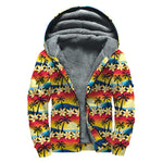 Tropical Sunset Pattern Print Sherpa Lined Zip Up Hoodie