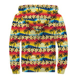 Tropical Sunset Pattern Print Sherpa Lined Zip Up Hoodie