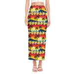 Tropical Sunset Pattern Print Side Slit Maxi Skirt