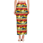Tropical Sunset Pattern Print Side Slit Maxi Skirt