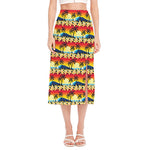 Tropical Sunset Pattern Print Side Slit Midi Skirt