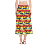 Tropical Sunset Pattern Print Side Slit Midi Skirt
