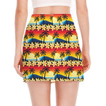 Tropical Sunset Pattern Print Side Slit Mini Skirt