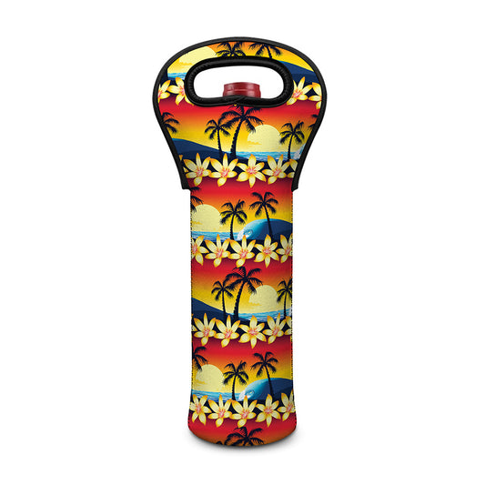 Tropical Sunset Pattern Print Single Neoprene Wine Tote