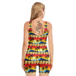 Tropical Sunset Pattern Print Sleeveless One Piece Swimsuit