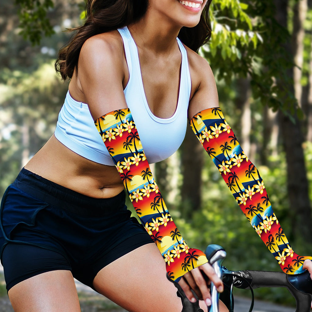 Tropical Sunset Pattern Print Sun Protection Arm Sleeves