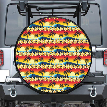 Tropical Sunset Pattern Print Tire Cover