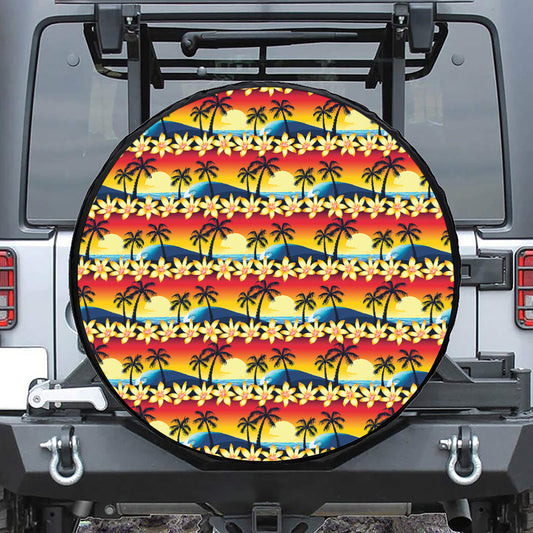 Tropical Sunset Pattern Print Tire Cover