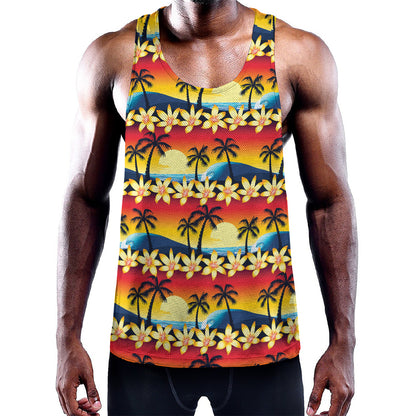 Tropical Sunset Pattern Print Training Tank Top
