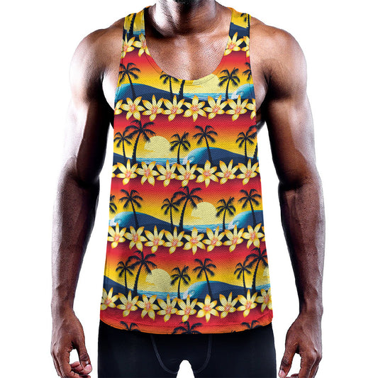 Tropical Sunset Pattern Print Training Tank Top