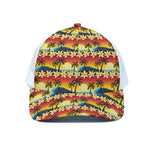 Tropical Sunset Pattern Print White Mesh Trucker Cap