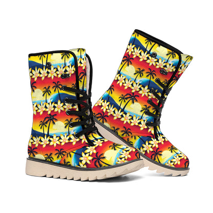 Tropical Sunset Pattern Print Winter Boots