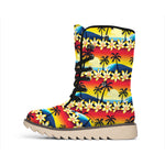 Tropical Sunset Pattern Print Winter Boots